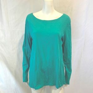 Eileen Fisher Aqua Cotton long sleeve Tee shirt - large